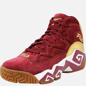 Fila Men's MB Mashburn Tawny Port /Gold/Gum Burgundy Red Shoes US 7.5, EUC